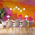 Abstract Impasto Mural Wallpaper — Energetic Brushstroke Art Mural Wallpaper - room preview 02