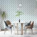 Geometric Diamond Mural Wallpaper — Soft Blue Minimalist Pattern Mural Wallpaper - room preview 02