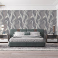 Abstract Swirl Mural Wallpaper — Minimalist Ribbon Pattern Mural Wallpaper - room preview 02