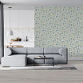 Ditsy Floral Mural Wallpaper — Soft Blue and Sage Garden Mural Wallpaper - room preview 02