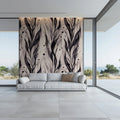 Abstract Vertical Leaf Mural Wallpaper — Modern Ink Wash Style Mural Wallpaper - room preview 02