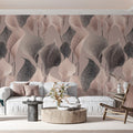 Abstract Calla Lily Mural Wallpaper — Soft Blush and Charcoal Mural Wallpaper - room preview 02
