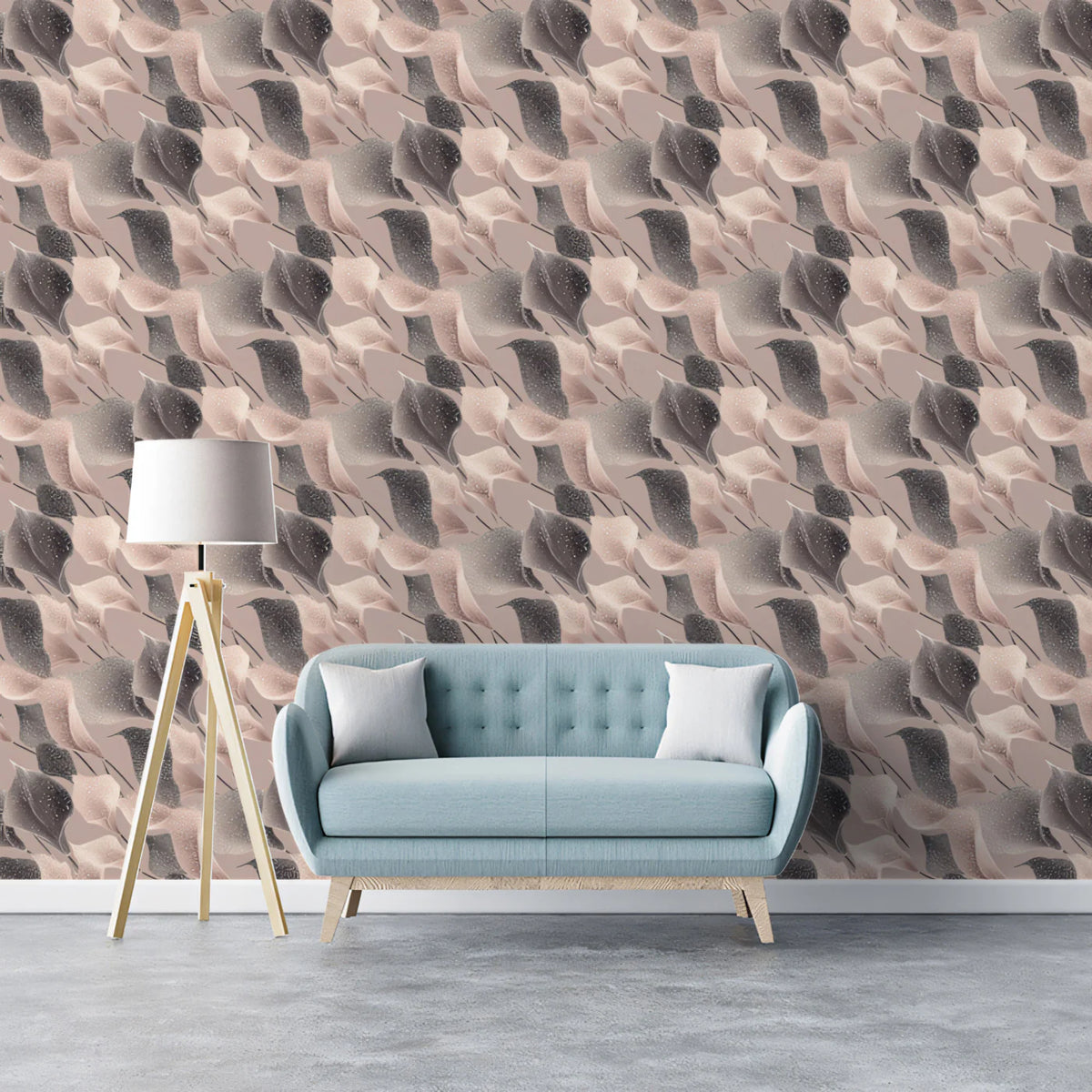 Abstract Calla Lily Mural Wallpaper — Soft Modern Pattern Mural Wallpaper - room preview 02