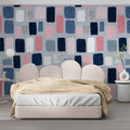Modern Abstract Mural Wallpaper Painterly Geometric Blocks Mural Wallpaper - room preview 02