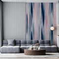 Abstract Vertical Brushstroke Mural Wallpaper — Soft Navy and Blush Mural Wallpaper - room preview 02