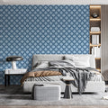 Heritage Blue Damask Mural Wallpaper — Traditional Floral Pattern Mural Wallpaper - room preview 02