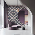 Navy and Blush Pink Damask Mural Wallpaper — Traditional Floral Mural Wallpaper - room preview 02