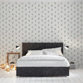 Minimalist Botanical Mural Wallpaper — Dainty Navy Leaf Pattern Mural Wallpaper - room preview 02