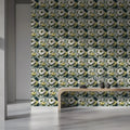 Impressionist Floral Mural Wallpaper in Sage and Ochre Mural Wallpaper - room preview 02