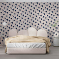 Abstract Feather Mural Wallpaper — Soft Pink and Navy Pattern Mural Wallpaper - room preview 02
