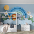 3D Safari Cloud Mural Wallpaper — Whimsical Paper Art Design Mural Wallpaper - room preview 02