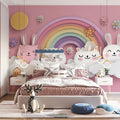 Paper-Cut Animal Rainbow Mural Wallpaper — Whimsical Soft Aesthetic Mural Wallpaper - room preview 02