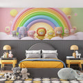 3D Plush Animal Rainbow Mural Wallpaper — Whimsical Kids Decor Mural Wallpaper - room preview 02