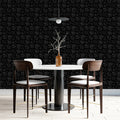 Micro Floral Damask Mural Wallpaper in Charcoal Black Mural Wallpaper - room preview 02