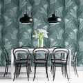 Ethereal Teal Floral Vine Mural Wallpaper — Modern Botanical Mural Wallpaper - room preview 02