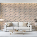 Woven Botanical Mural Wallpaper — Soft Dusty Rose and Gray Mural Wallpaper - room preview 02