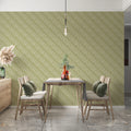 Diagonal Ribbon Weave Mural Wallpaper — Soft Olive Texture Mural Wallpaper - room preview 02