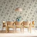 Dandelion Seed Head Mural Wallpaper — Minimalist Botanical Sketch Mural Wallpaper - room preview 02