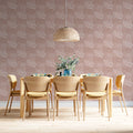 Stylized Coral Reef Mural Wallpaper — Dusty Rose and White Mural Wallpaper - room preview 02
