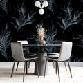 Stippled Kelp Mural Wallpaper — Moody Monochrome Botanical Mural Wallpaper - room preview 02