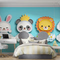 Charming Cloud Animals Mural Wallpaper — Bright Kids Room Decor Mural Wallpaper - room preview 02