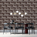 Micro Wavy Leaf Texture Wallpaper Dense Mocha & Taupe, Organic Weave Effect Mural Wallpaper - room preview 02