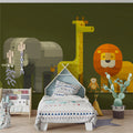 Geometric Safari Animal Mural Wallpaper — Mid-Century Retro Style Mural Wallpaper - room preview 02