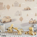 Vintage Village Road Trip Mural Wallpaper — Soft Neutral Design Mural Wallpaper - room preview 02