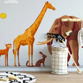 Safari Animals Rain Mural Wallpaper — Playful Nursery Illustration Mural Wallpaper - room preview 02