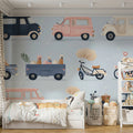 Vintage Transit Mural Wallpaper in Pastel Tones and Retro Style Mural Wallpaper - room preview 02