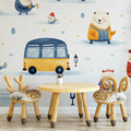 Winter Polar Bear Friends Mural Wallpaper — Whimsical Kids Scene Mural Wallpaper - room preview 02
