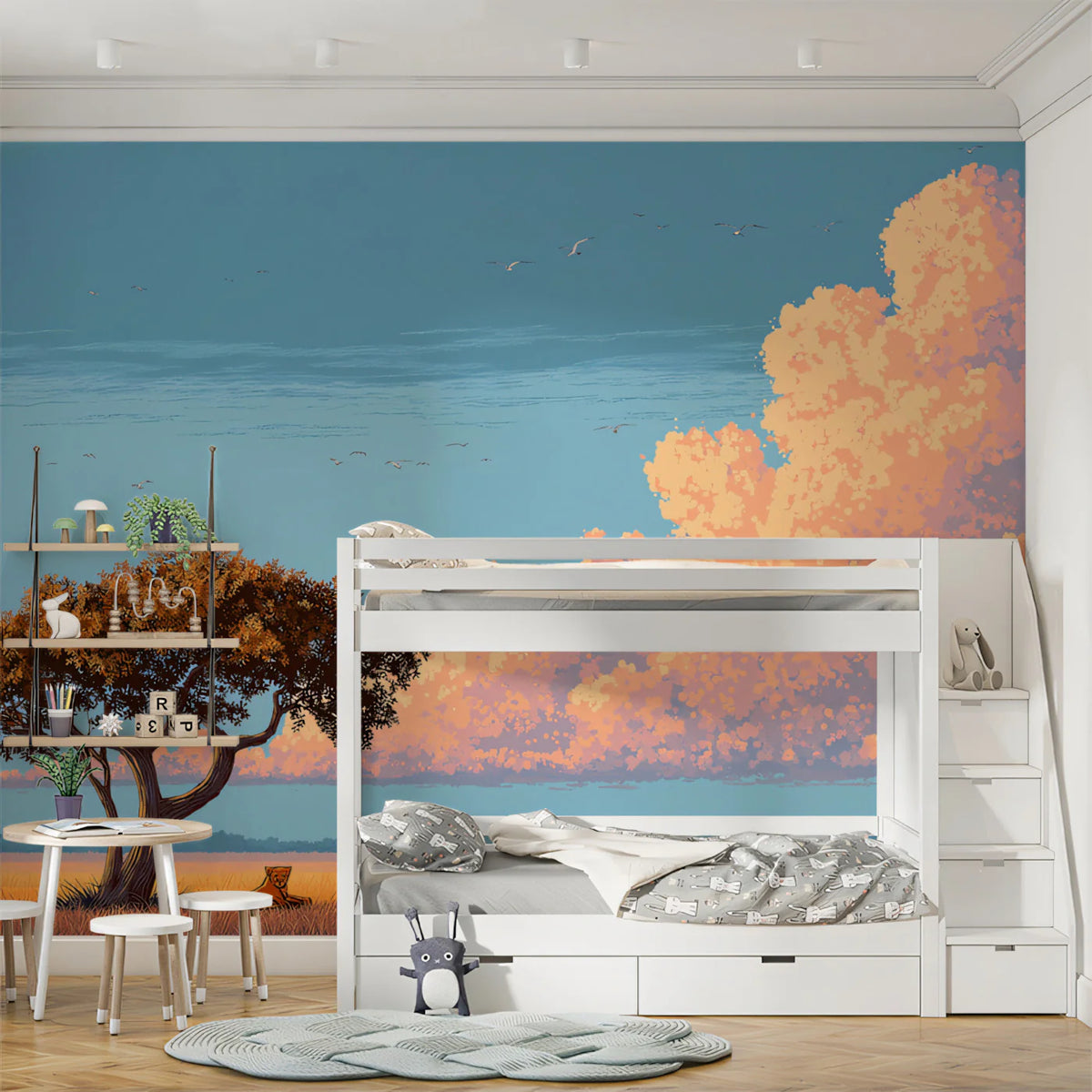 African Savannah Pixel Art Mural Wallpaper — Golden Horizon Scene Mural Wallpaper - room preview 02
