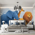 Geometric Safari Rain Mural Wallpaper — Modern Graphic Animal Art Mural Wallpaper - room preview 02
