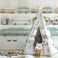 Vintage Bus Fleet Mural Wallpaper — Retro City Transit Design Mural Wallpaper - room preview 02