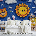 Safari Night Sky Animal Mural Wallpaper — Hand-Drawn Whimsy Mural Wallpaper - room preview 02