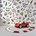Kawaii Doodle Mural Wallpaper — Playful Line Art Motif Mural Wallpaper - room preview 02