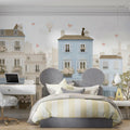 Parisian Street Scene Mural Wallpaper — Soft Floral Illustration Mural Wallpaper - room preview 02