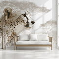 Cheetah Savanna Profile Mural Wallpaper — Minimalist Wildlife Art Mural Wallpaper - room preview 02