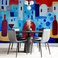 Santorini Sunset Abstract Mural Wallpaper — Bold Painterly Art Mural Wallpaper - room preview 02