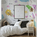 Doodle Kingdom Mural Wallpaper —Whimsical Hand-Drawn Design Mural Wallpaper - room preview 02