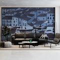 Mediterranean Rooftop Bar Mural Wallpaper — Graphic Urban Scene Mural Wallpaper - room preview 02