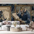 Victorian Tiger Professor Mural Wallpaper — Dark Academia Portrait Mural Wallpaper - room preview 02