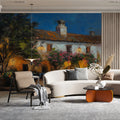 Mediterranean Evening Courtyard Mural Wallpaper — Impressionist Oil Mural Wallpaper - room preview 02