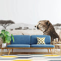 African Cheetah Savanna Mural Wallpaper — Desert Wildlife Illustration Mural Wallpaper - room preview 02