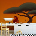 African Lion Savanna Mural Wallpaper — Sunset Landscape Illustration Mural Wallpaper - room preview 02