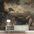Greyhound Hunting Scene Mural Wallpaper — Old Master Oil Painting Mural Wallpaper - room preview 02