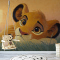 Lion Cub Impressionist Mural Wallpaper — Warm Sunset Nursery Art Mural Wallpaper - room preview 02