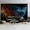 Cosmic USA Map Mural Wallpaper Glowing Stars, Red White and Blue, Abstract Nebula Art Mural Wallpaper - room preview 02