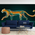 Neon Jaguar Energy Mural Wallpaper — Abstract Electric Animal Art Mural Wallpaper - room preview 02
