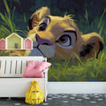 Lion Cub Oil Painting Mural Wallpaper — Expressive Wildlife Art Mural Wallpaper - room preview 02